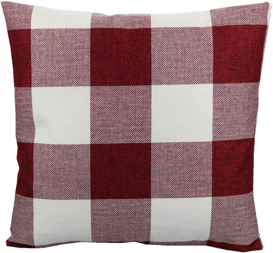 VAKADO Christmas Throw Pillow Covers 18x18 Set of 2 Red and White Buffalo Check Plaid Xmas Outdoor Valentine Holiday Farmhouse Decorative Cushion Cases Home Décor for Sofa Couch Bedroom