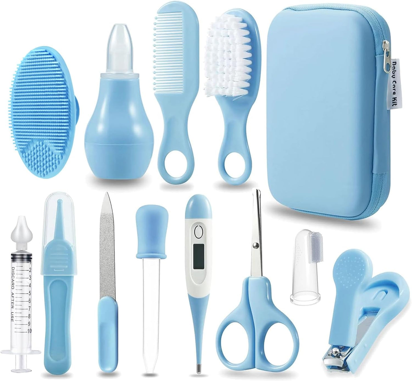 PandaEar Baby Healthcare & Grooming Kit 10-in-1 Safety & Grooming Set (Blue)