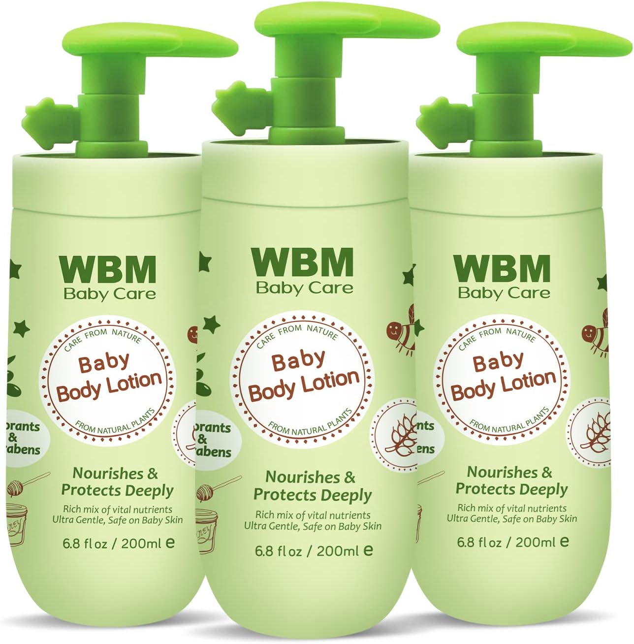 WBM Baby Lotion – Natural Honey & Wheatgerm Oil, 3-Pack