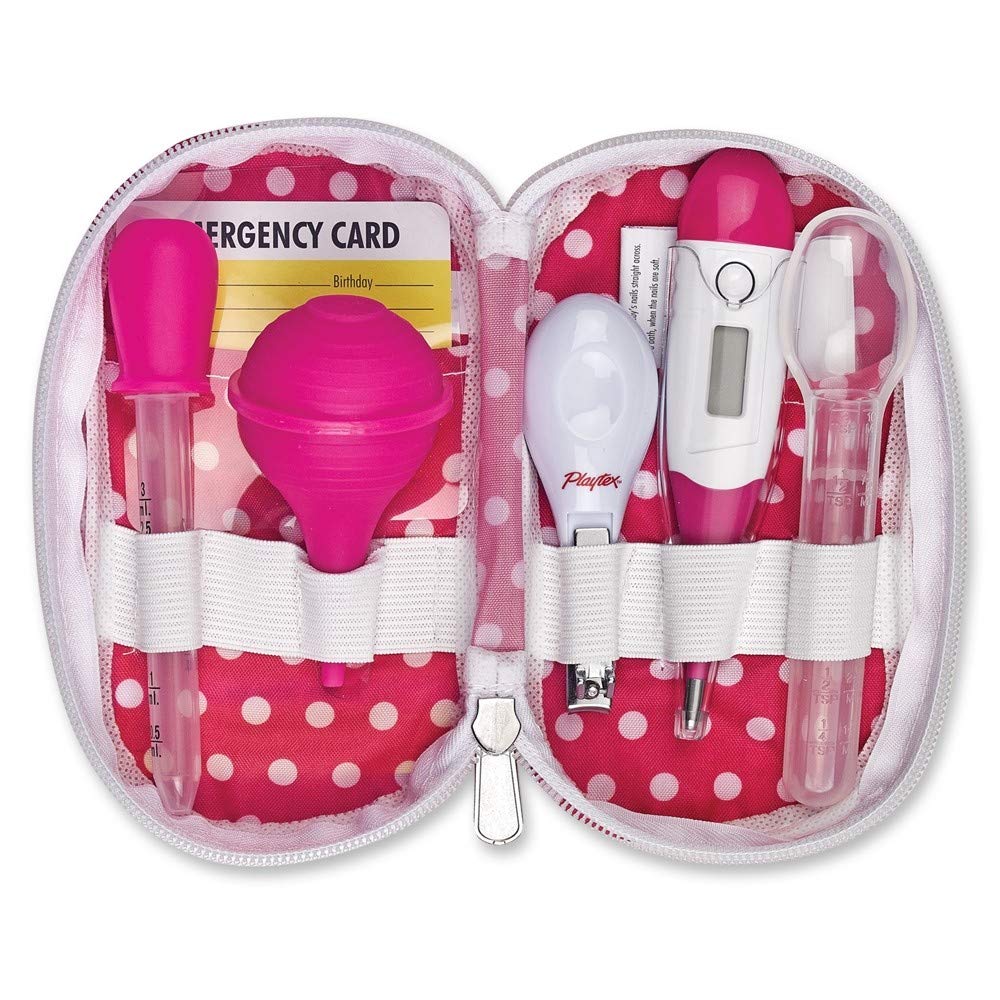 Baby Healthcare Kit 6 Piece Set with Thermometer Nail Clippers Nasal Aspirator Pink