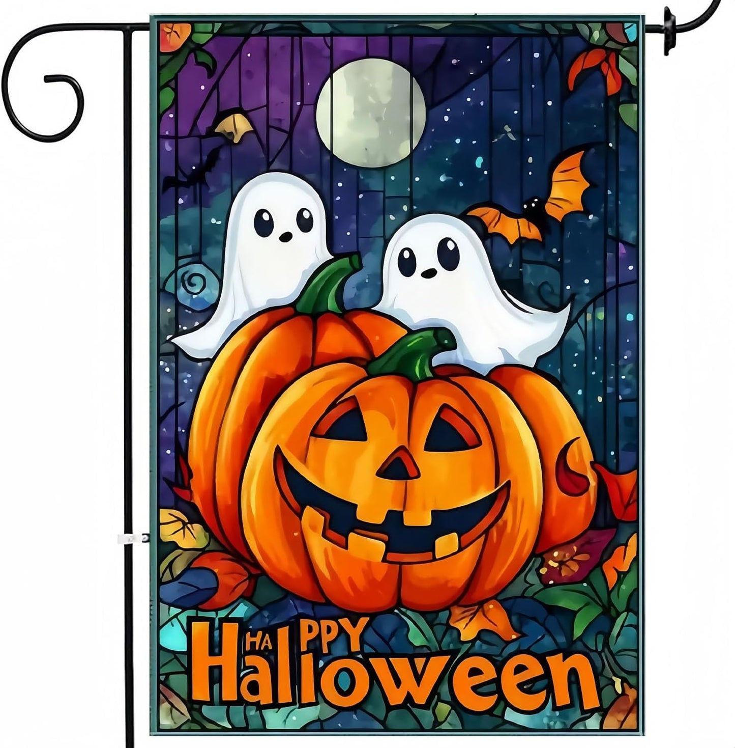 12×18 Double-Sided Halloween Garden Flag Ghost & Pumpkin Outdoor Décor | USA Decoration®
