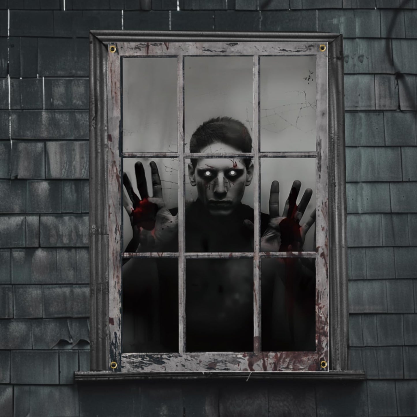 Ghost Screen Halloween Window Curtain Scary Zombie Curtain for Indoor/Outdoor Decor | USA Decoration®