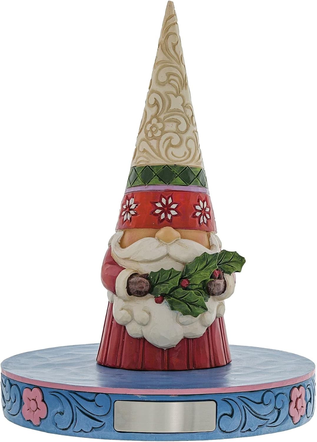 Enesco Jim Shore Heartwood Creek Christmas Gnome Holding Holly Sprig of Spirit Figurine, 6.3 Inch, Multicolor, Red
