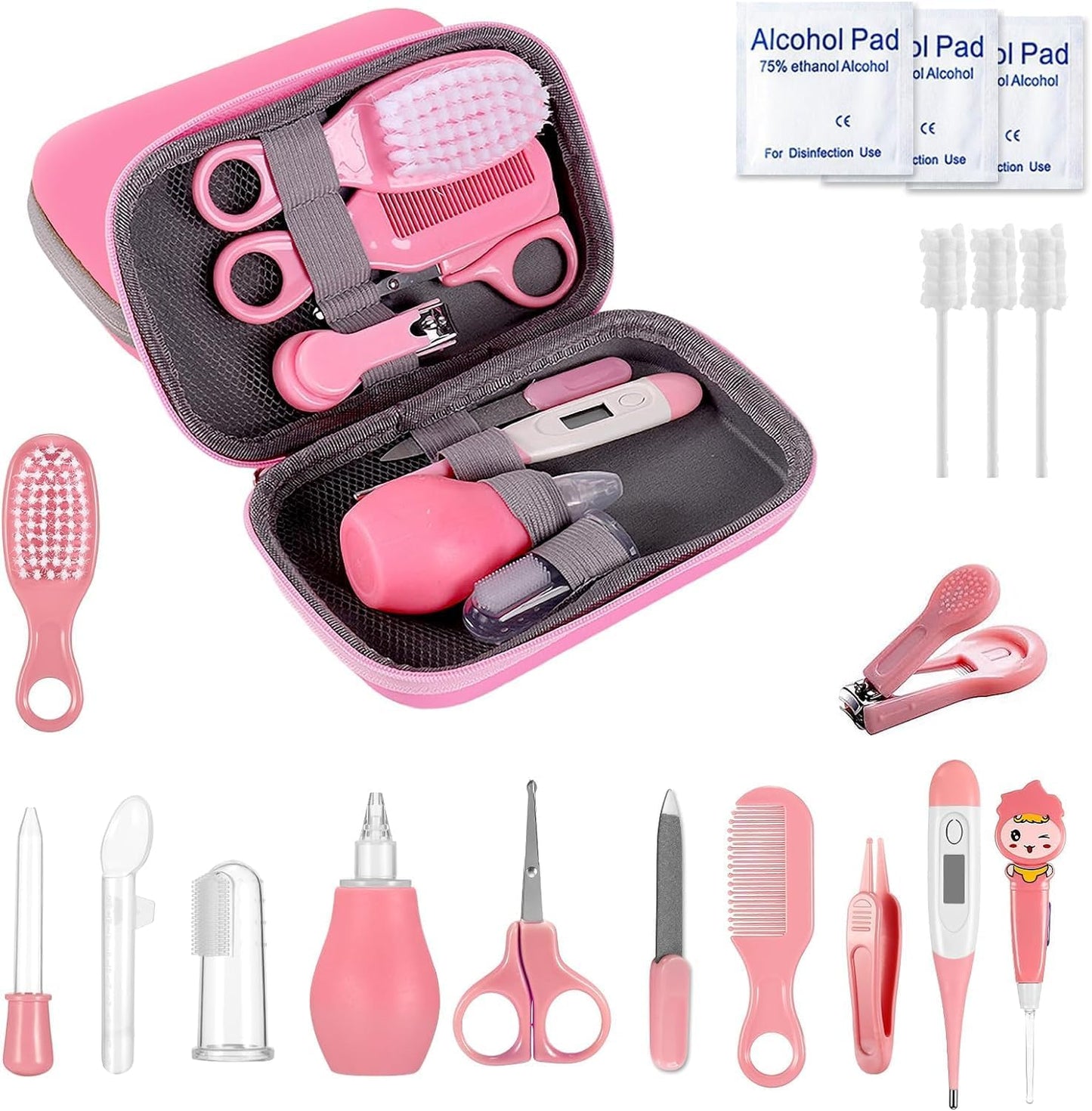 19-in-1 Baby Grooming & Healthcare Kit (Pink) Complete Nursery Essentials for Newborns & Toddlers