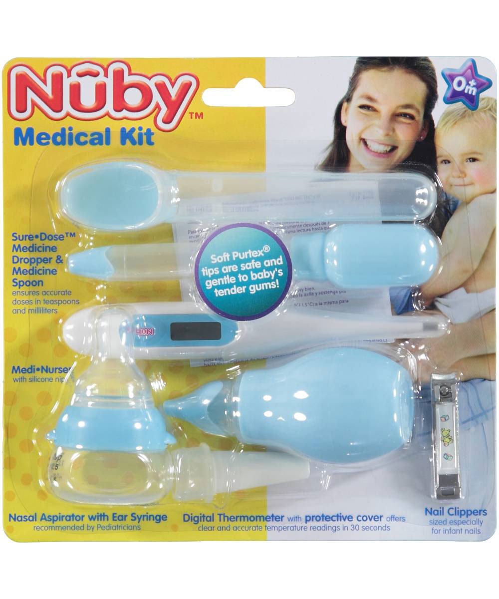 Nuby Complete Nursery Care Medical Kit 7-Piece Baby Health & Grooming Set (Colors May Vary)