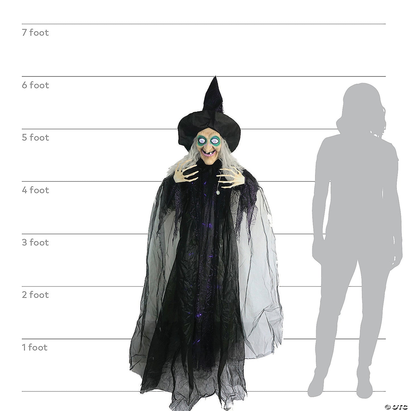 72" Animated Hanging Witch Halloween Decoration | USA Decoration®
