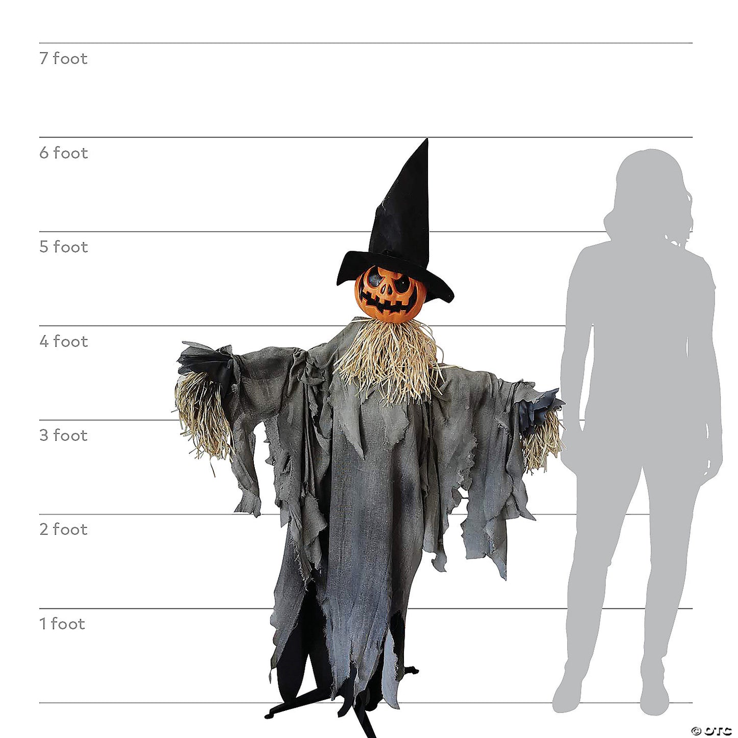 72" Animated Scarecrow Pumpkin with Hat Halloween Decoration | USA Decoration®