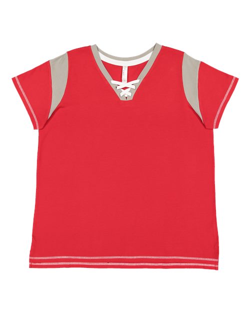 Women's Curvy Lace Up Fine Jersey Tee | USA Decoration