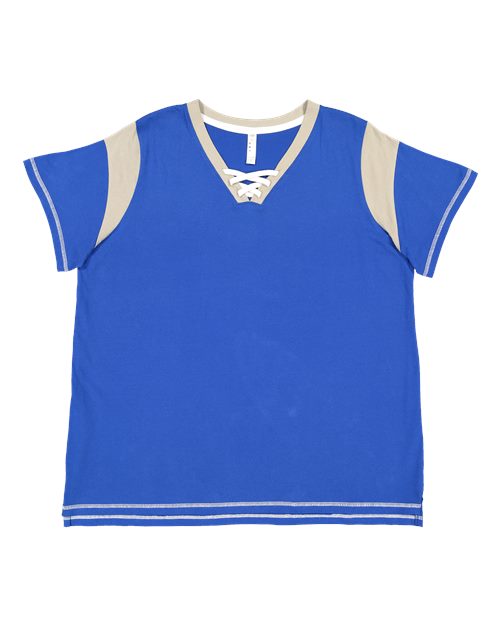 Women's Curvy Lace Up Fine Jersey Tee | USA Decoration