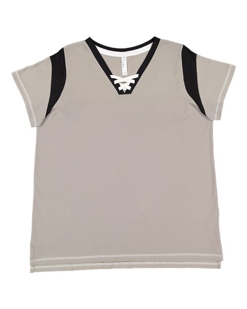 Women's Curvy Lace Up Fine Jersey Tee | USA Decoration