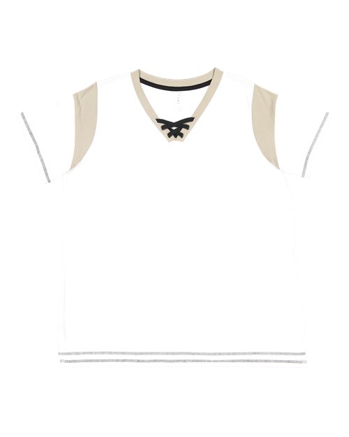 Women's Curvy Lace Up Fine Jersey Tee | USA Decoration