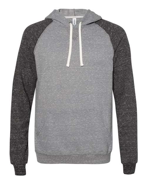 Snow Heather French Terry Raglan Hooded Sweatshirt | USA Decoration
