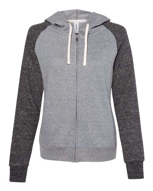 Women's Snow Heather French Terry Full-Zip Hooded Sweatshirt | USA Decoration