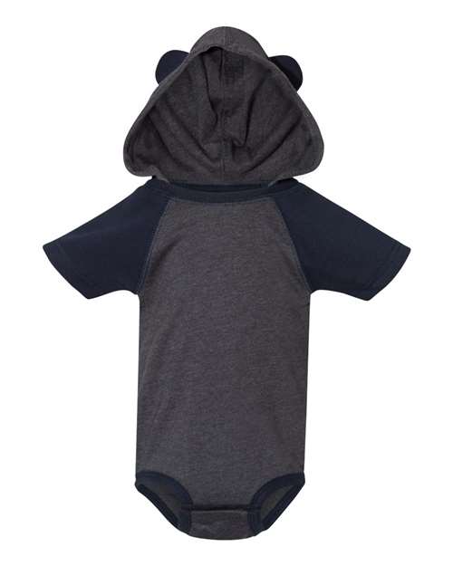 Fine Jersey Infant Short Sleeve Raglan Bodysuit with Hood & Ears | USA Decoration