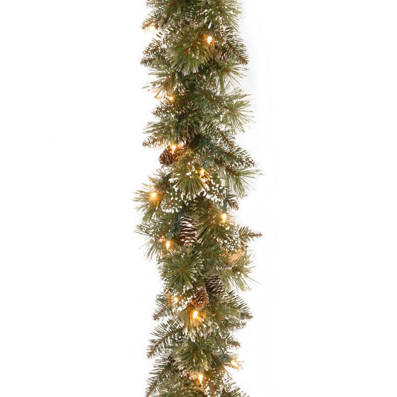 6 ft Flocked Christmas Garland framing a front doorway