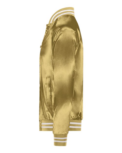 Satin Baseball Jacket Striped Trim | USA Decoration