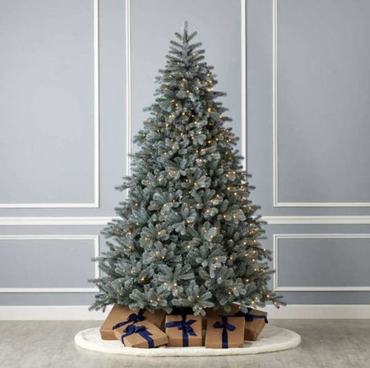 7.5' Blue Spruce Tree with 500 Warm White LED Lights Elegant Pre-Lit Christmas Tree