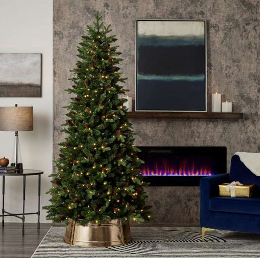 7.5' Canyon Ranch Fir Tree with 380 Warm White LED Lights Elegant Pre-Lit Christmas Tree