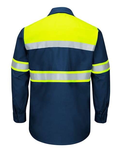 Hi-Visibility Colorblock Ripstop Long Sleeve Work Shirt - Tall Sizes | USA Decoration