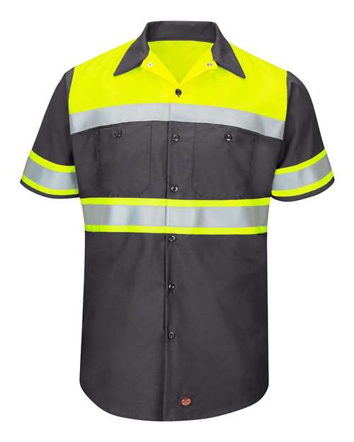 Hi-Visibility Colorblock Ripstop Short Sleeve Work Shirt | USA Decoration