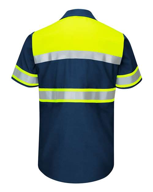 Hi-Visibility Colorblock Ripstop Short Sleeve Work Shirt | USA Decoration