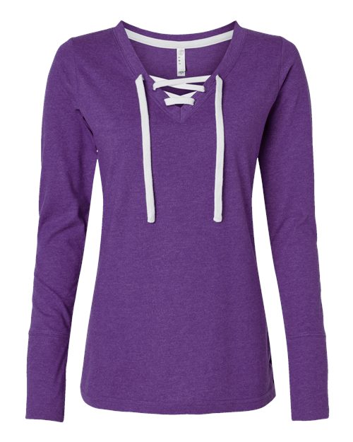 Women's Fine Jersey Lace-Up Long Sleeve T-Shirt | USA Decoration