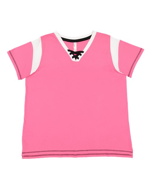 Women's Curvy Lace Up Fine Jersey Tee | USA Decoration