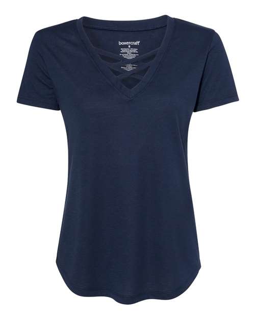 Women’s Cage Front Short Sleeve T-Shirt | USA Decoration
