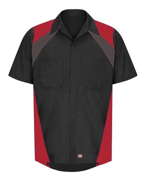 Tri-Color Short Sleeve Shop Shirt | USA Decoration
