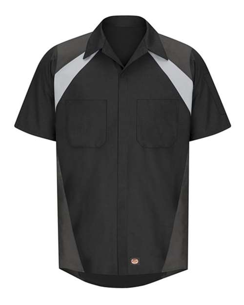 Tri-Color Short Sleeve Shop Shirt | USA Decoration