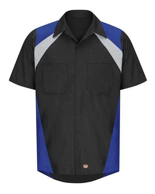 Tri-Color Short Sleeve Shop Shirt | USA Decoration
