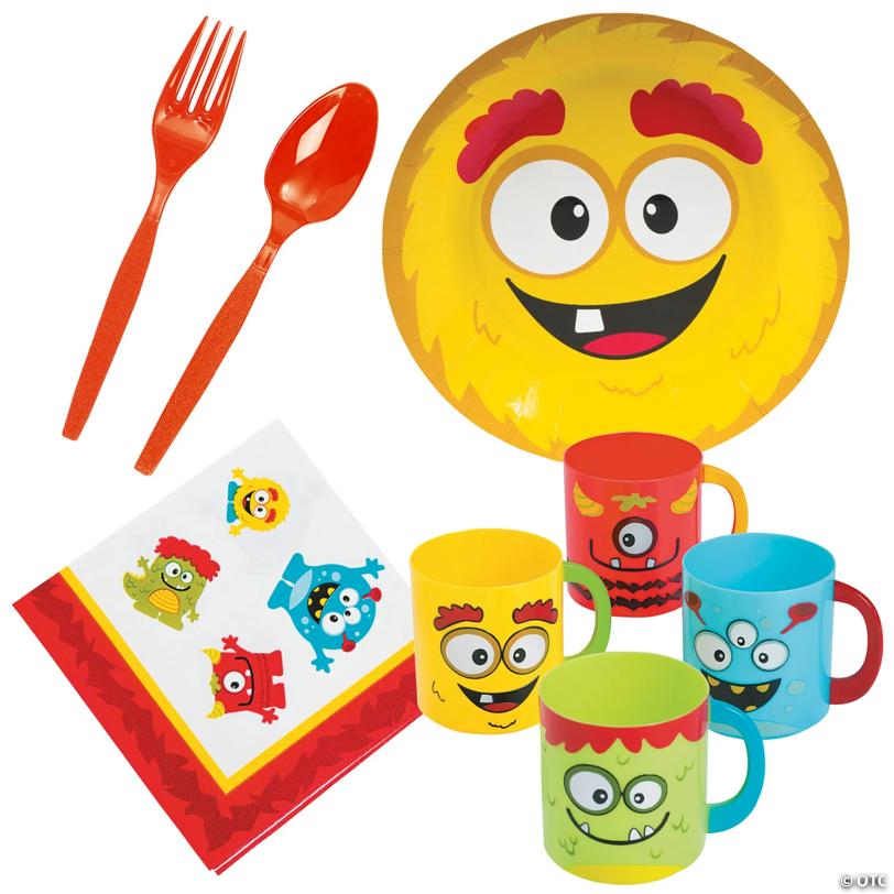 76 Pc. Mini Monster Dessert Tableware Kit for 12 Guests | USA Decoration®