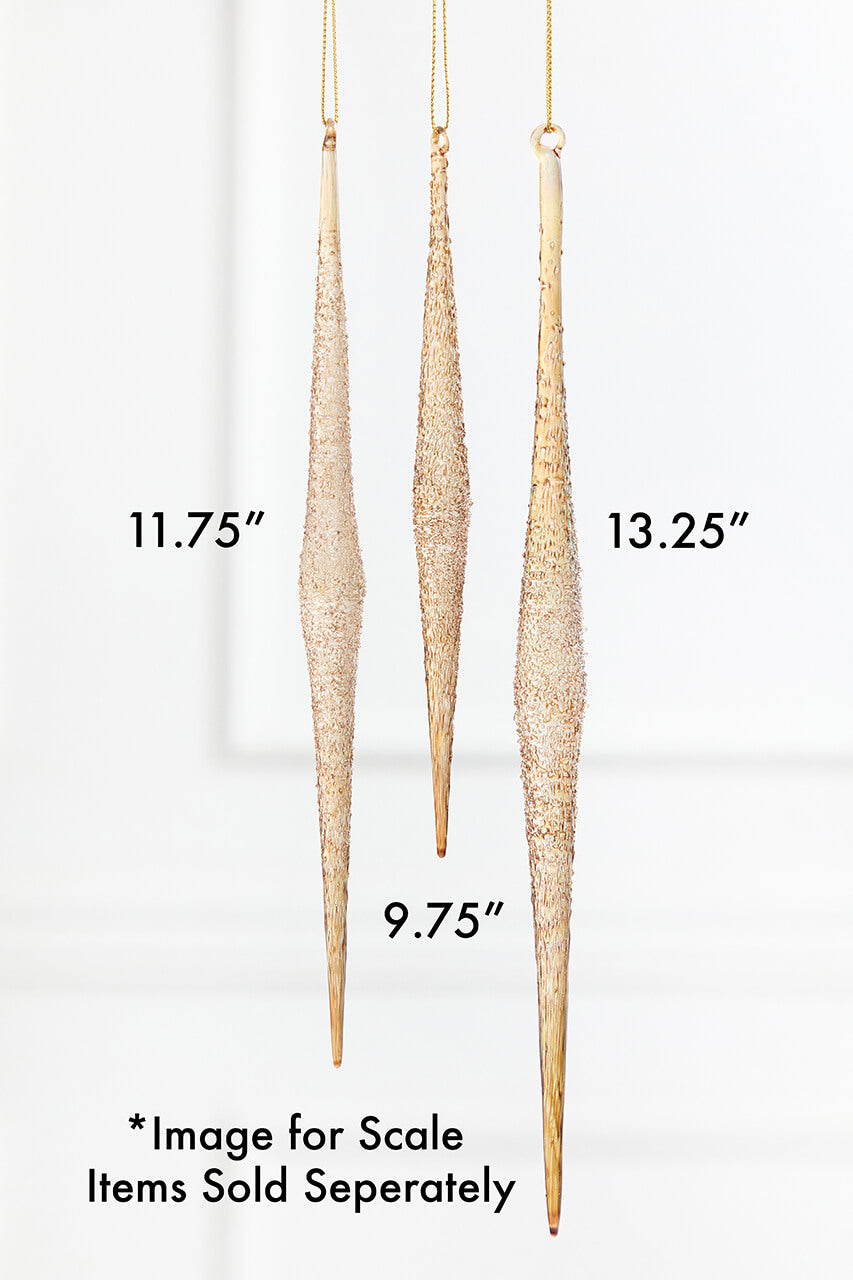 13.25” Glass Champagne Icicle Ornament