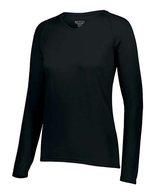 Women's Attain Wicking Long Sleeve V-Neck T-Shirt | USA Decoration