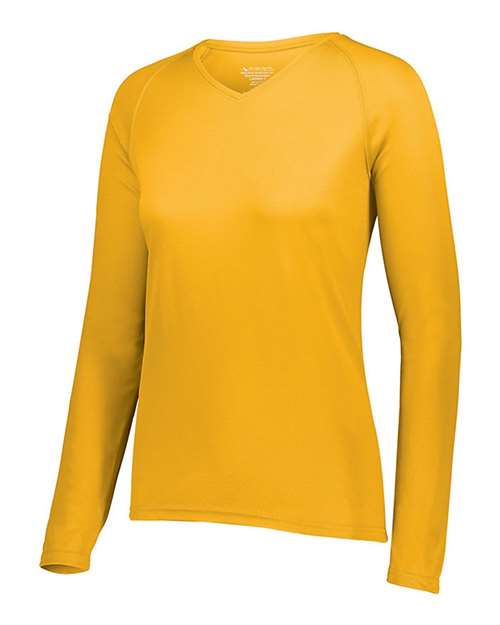 Women's Attain Wicking Long Sleeve V-Neck T-Shirt | USA Decoration