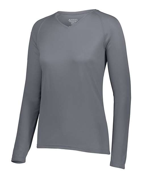 Women's Attain Wicking Long Sleeve V-Neck T-Shirt | USA Decoration