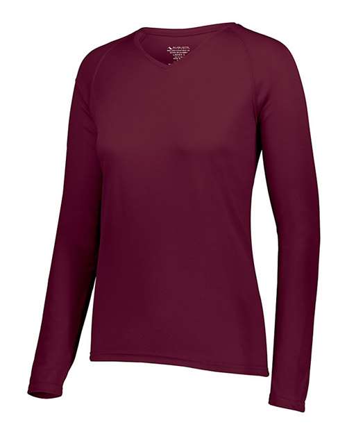Women's Attain Wicking Long Sleeve V-Neck T-Shirt | USA Decoration