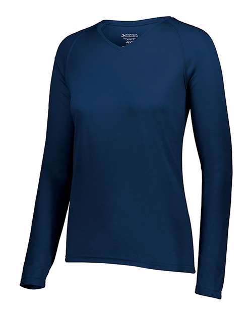 Women's Attain Wicking Long Sleeve V-Neck T-Shirt | USA Decoration