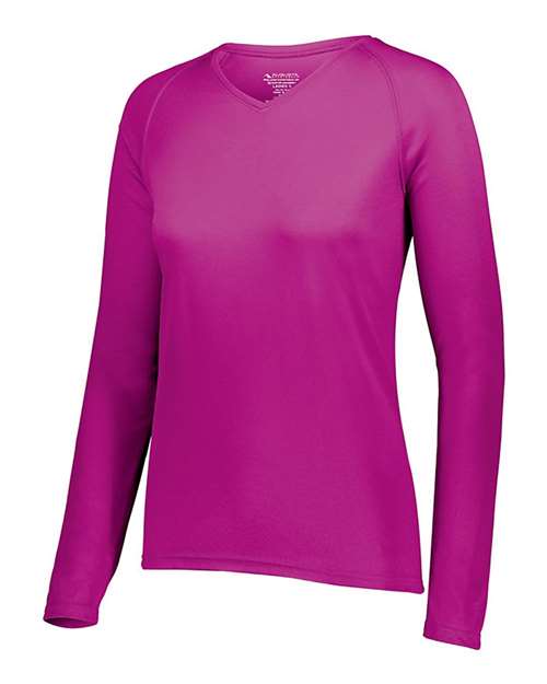 Women's Attain Wicking Long Sleeve V-Neck T-Shirt | USA Decoration
