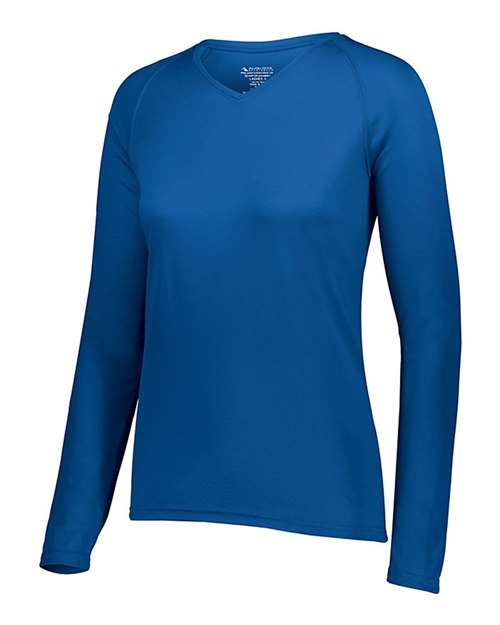 Women's Attain Wicking Long Sleeve V-Neck T-Shirt | USA Decoration