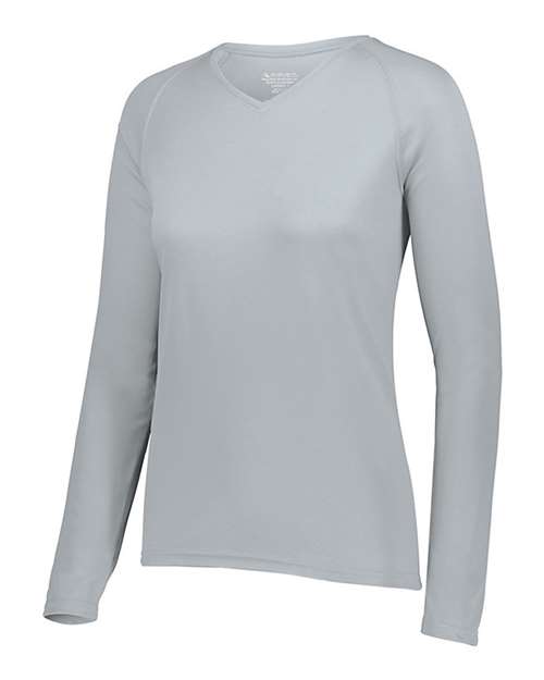 Women's Attain Wicking Long Sleeve V-Neck T-Shirt | USA Decoration