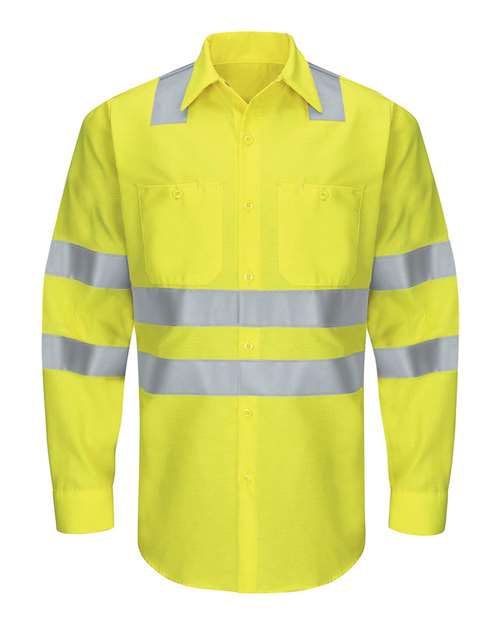 Enhanced & Hi-Visibility Long Sleeve Work Shirt - Tall Sizes | USA Decoration