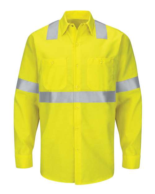 Enhanced & Hi-Visibility Long Sleeve Work Shirt - Tall Sizes | USA Decoration