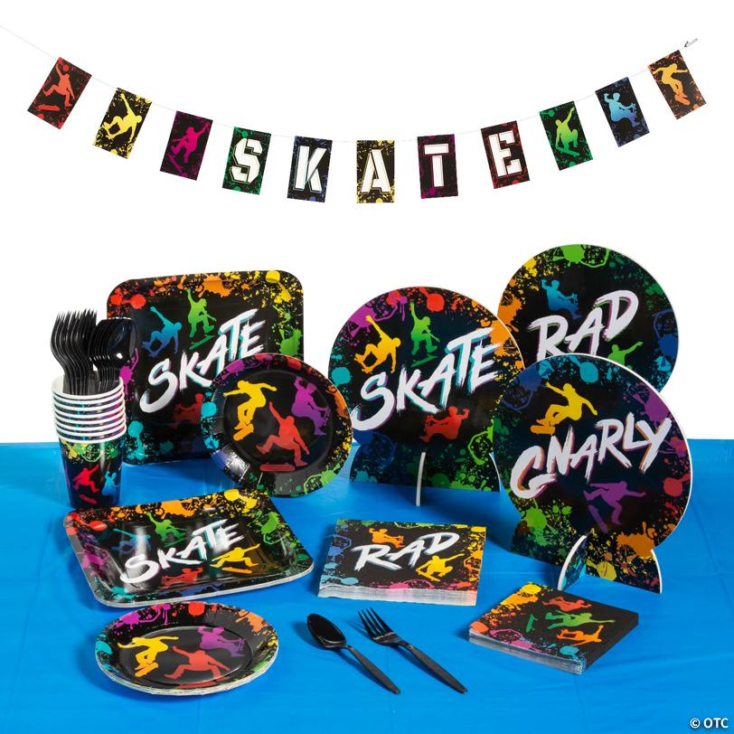 77 Pc. Skateboard Party Disposable Tableware Kit for 8 Guests | USA Decoration®