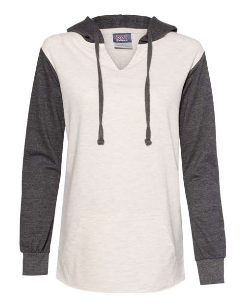 Women’s French Terry Hooded Pullover with Colorblocked Sleeves | USA Decoration