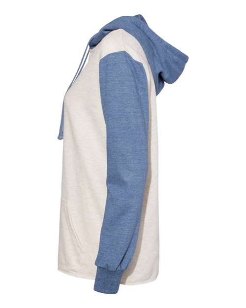 Women’s French Terry Hooded Pullover with Colorblocked Sleeves | USA Decoration
