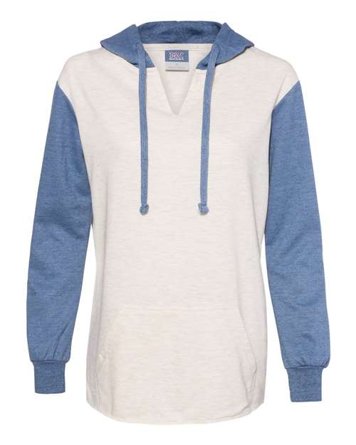 Women’s French Terry Hooded Pullover with Colorblocked Sleeves | USA Decoration