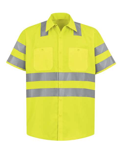 High Visibility Safety Short Sleeve Work Shirt - Tall Sizes | USA Decoration