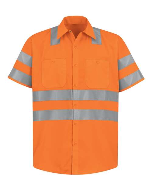 High Visibility Safety Short Sleeve Work Shirt - Tall Sizes | USA Decoration