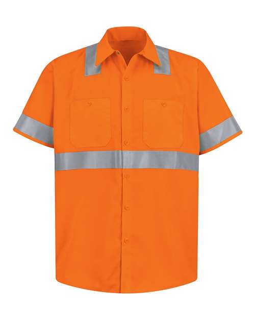 High Visibility Safety Short Sleeve Work Shirt - Tall Sizes | USA Decoration